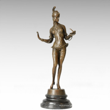 Figura clásica estatua Snaker bruja escultura de bronce TPE-203